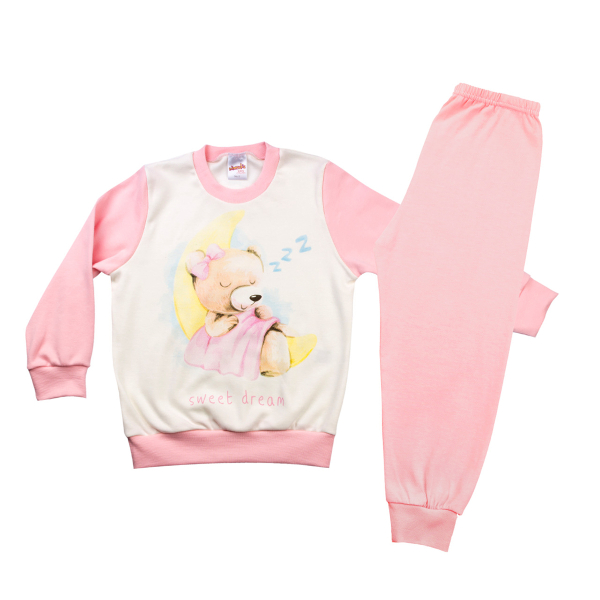 Πιτζάμα Παιδική Χειμωνιάτικη Minervakia Sweet Bear 61722 Ροζ