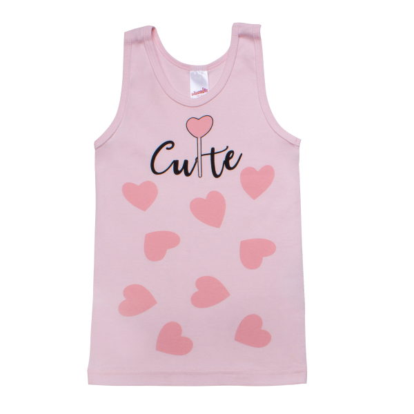 Φανέλα Παιδική Αμάνικη Minervakia Cute Hearts 42029 Ροζ