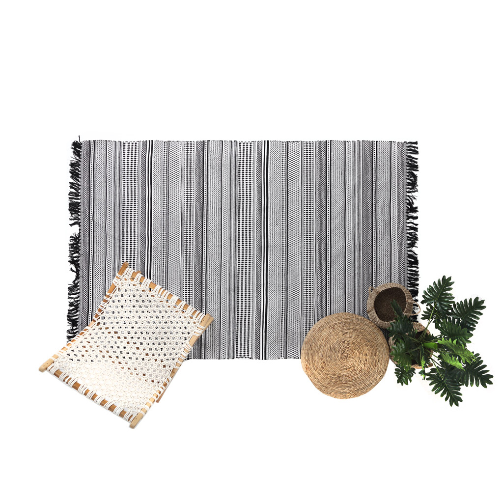 Χαλί All Season (160X230) Royal Carpet Urban Cotton Kilim Samaira Black White Home Χαλιά Σαλονιού Spitishop