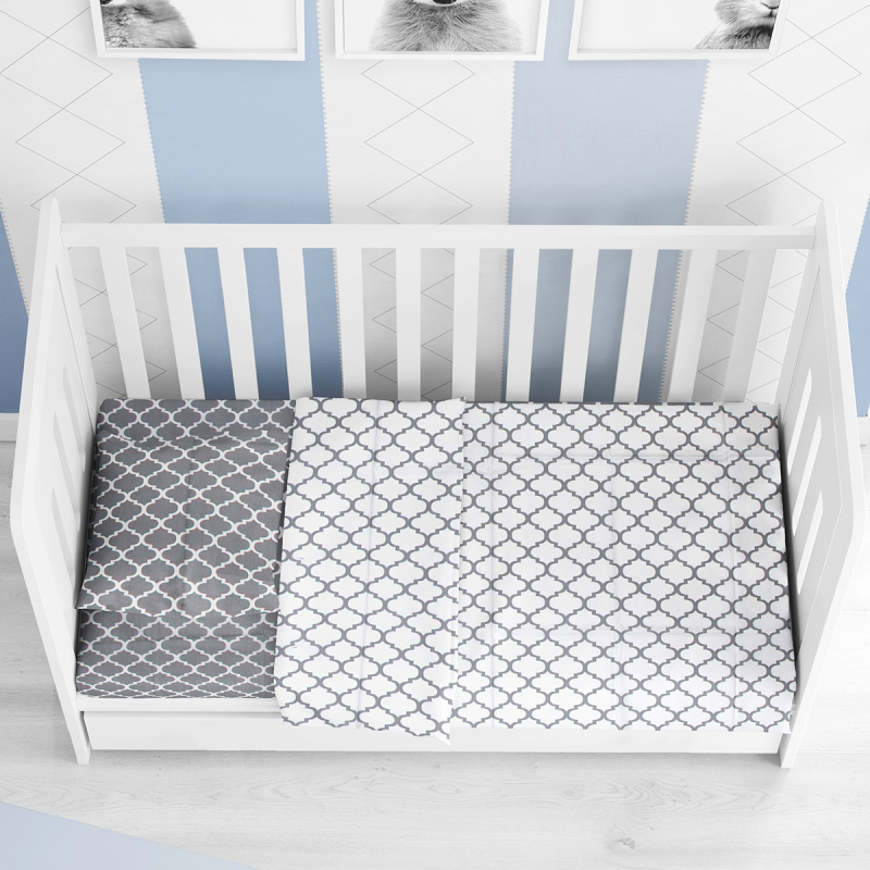 Σεντόνια Κούνιας (Σετ) Dimcol Windows Grey-White 137