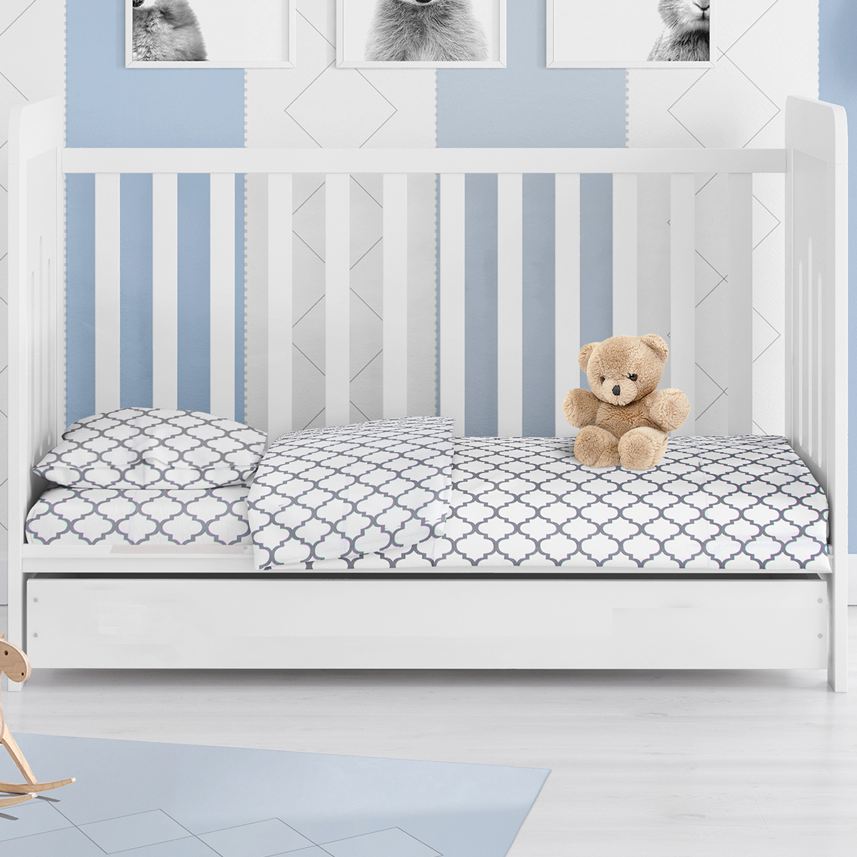 Σεντόνια Κούνιας (Σετ) Dimcol Windows White 136 Home Βρεφικά Προίκα Μωρού Spitishop