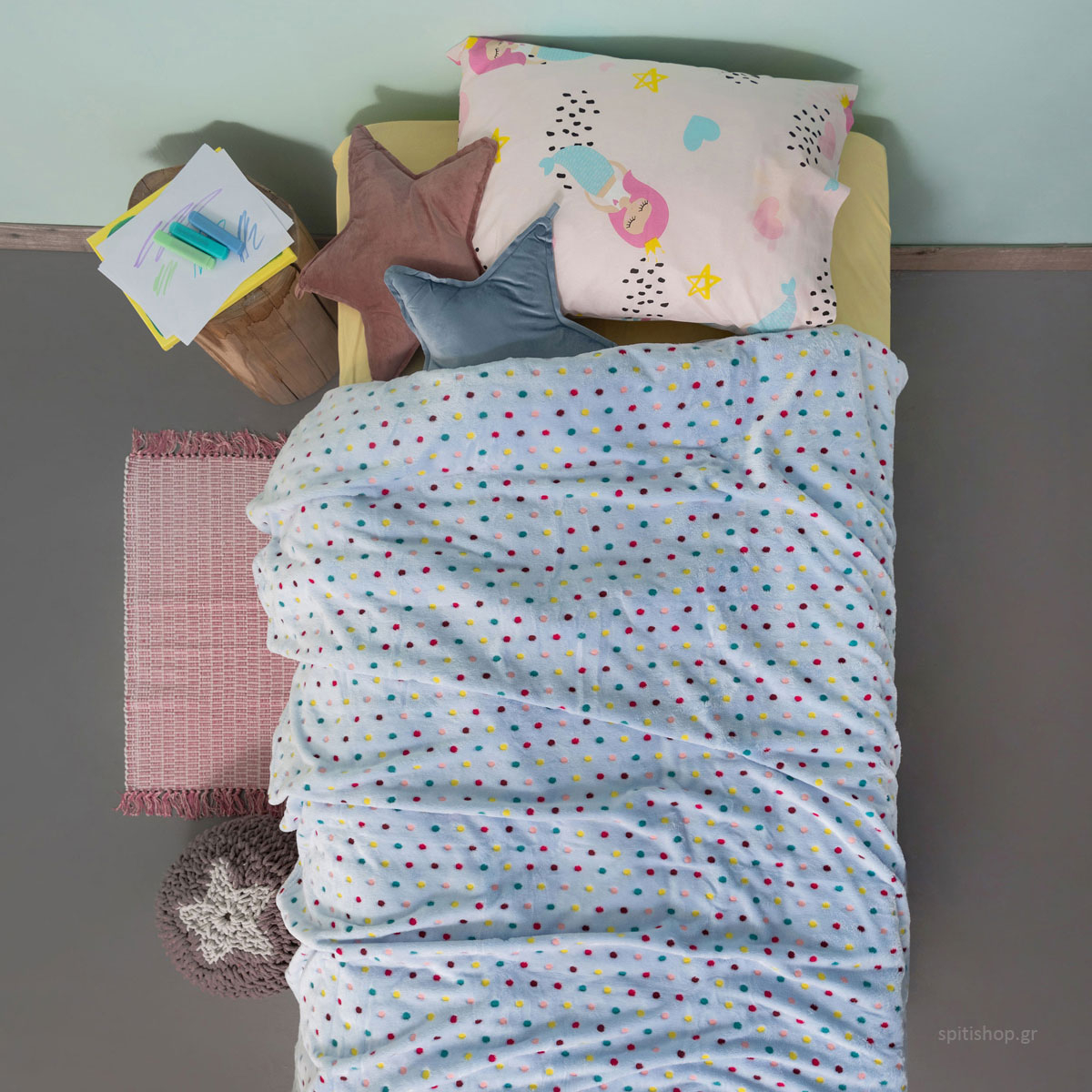 Φωσφοριζέ Κουβέρτα Fleece Μονή (160X220) Palamaiki Luminous Bubble Home Παιδικά Λευκά Είδη Παιδικές Κουβέρτες Spitishop