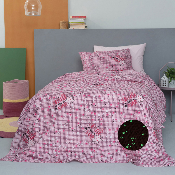 Φωσφοριζέ Πάπλωμα Μονό (160x240) Palamaiki Cluster Lilac