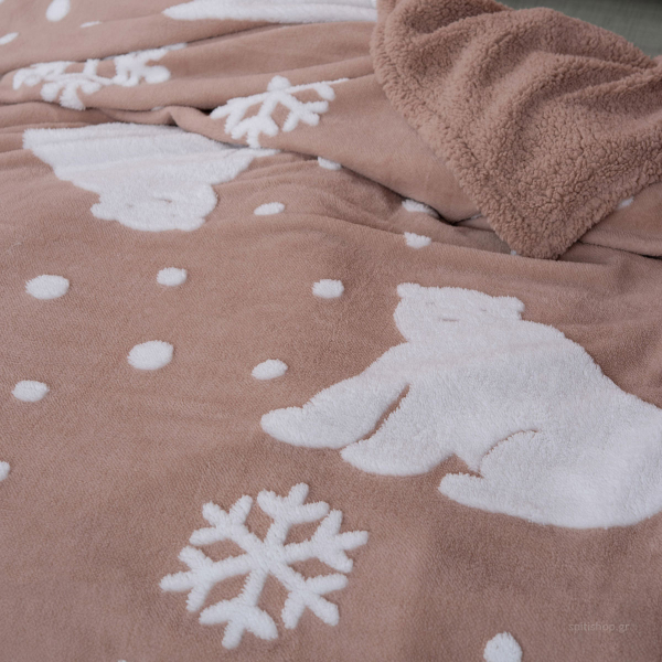 Κουβέρτα Fleece Μονή (160x220) Με Γουνάκι Palamaiki Polo Rose