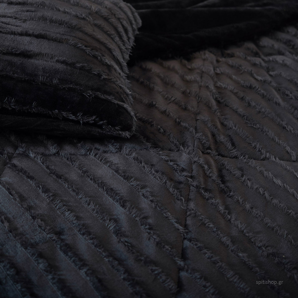 Κουβέρτα Καναπέ Fleece (130X180) Palamaiki Gwen Black Home Λευκά Είδη Σαλονιού Κουβέρτες Spitishop