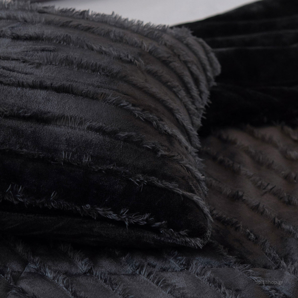 Διακοσμητική Μαξιλαροθήκη Fleece (50x50) Palamaiki Gwen Black