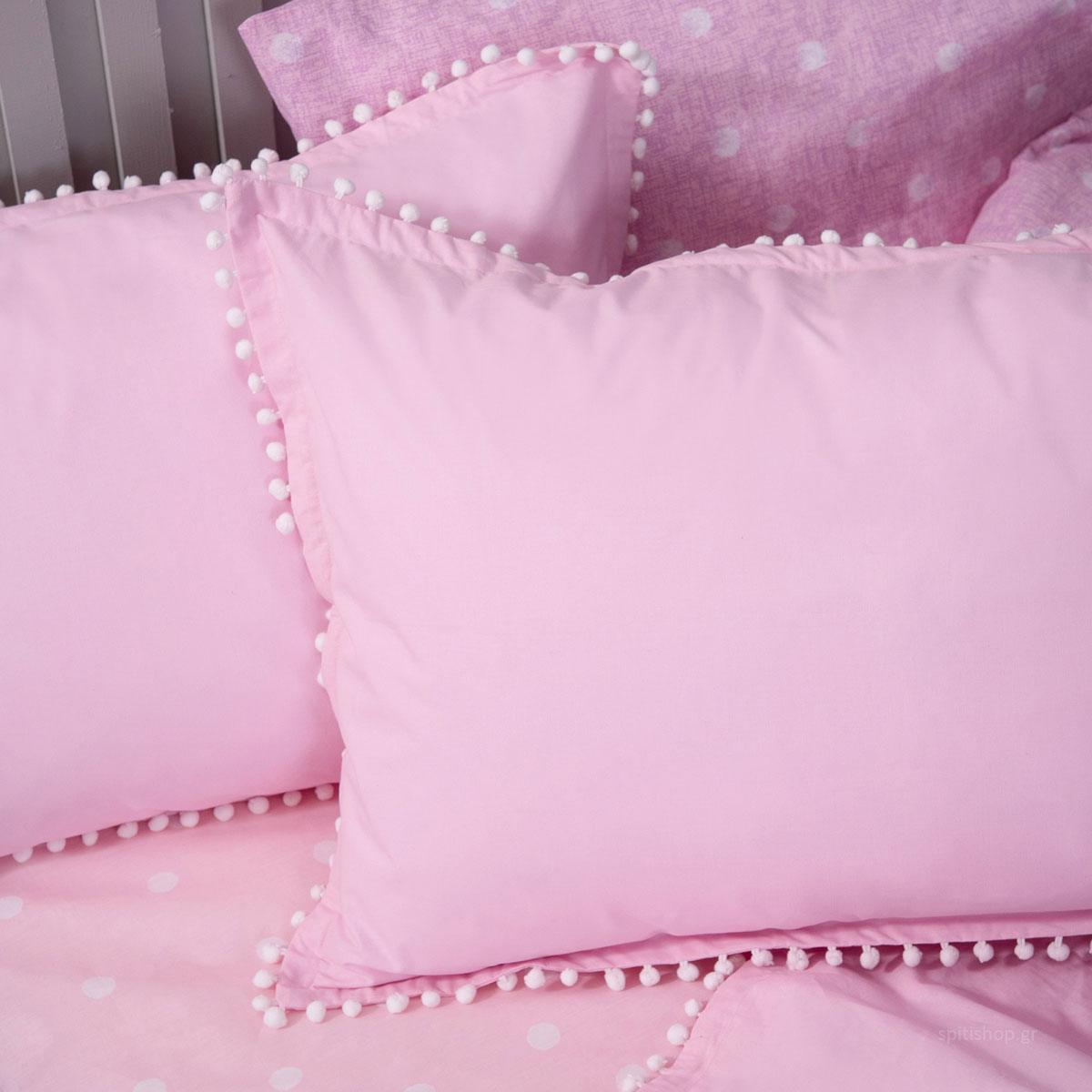 Παπλωματοθήκη Υπέρδιπλη (230X240) Palamaiki Pon-Pon Lilac Home Λευκά Είδη Κρεβατοκάμαρας Παπλωματοθήκες Υπέρδιπλες King Size Spitishop
