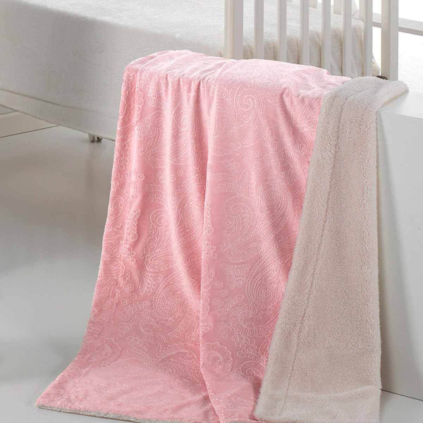 Κουβέρτα Fleece Κούνιας (110x140) Με Γουνάκι Morven Capricho B27/04 Ροζ