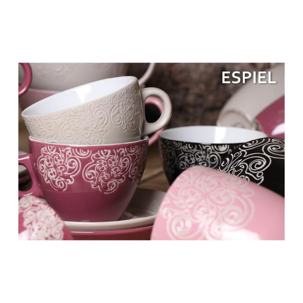 Φλυτζάνι Καφέ 330ml + Πιατάκι Espiel Vienna Pink HUN117K6