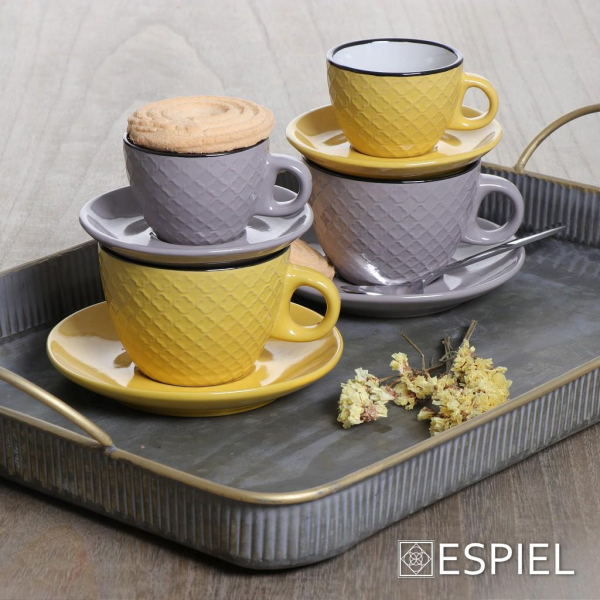 Φλυτζάνι Espresso 100ml + Πιατάκι Espiel Cookie Delight Yellow HUN411K6