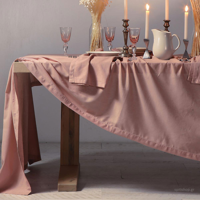 Τραπεζομάντηλο (150x300) Nef-Nef Homeware Cotton Linen Eng.Rose