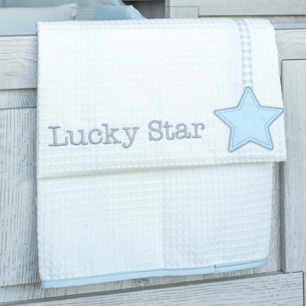 Κουβέρτα Πικέ Κούνιας Baby Oliver Lucky Star Blue 309