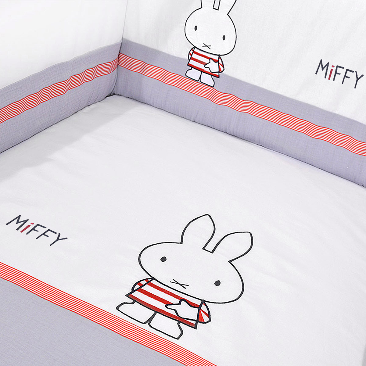 Σετ Κούνιας 3Τμχ Μουσελίνα Miffy Γκρι Des 65 Home Βρεφικά Προίκα Μωρού - Λίκνου Spitishop