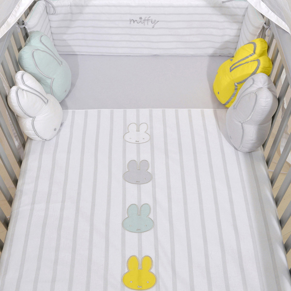 Σετ Κούνιας 7τμχ Miffy Ριγέ Γκρι Des 66