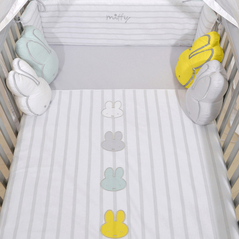 Σετ Κούνιας 7τμχ Miffy Ριγέ Γκρι Des 66