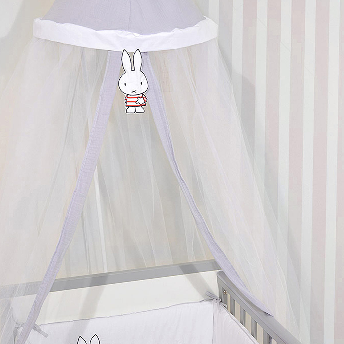 Κουνουπιέρα Κούνιας Μουσελίνα Miffy Γκρι Des 65