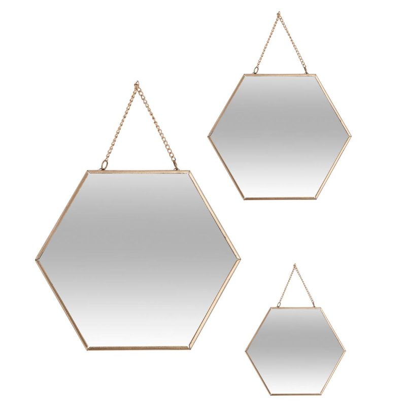 Διακοσμητικοί Καθρέφτες Τοίχου (Σετ 3τμχ) A-S Gold 141196A