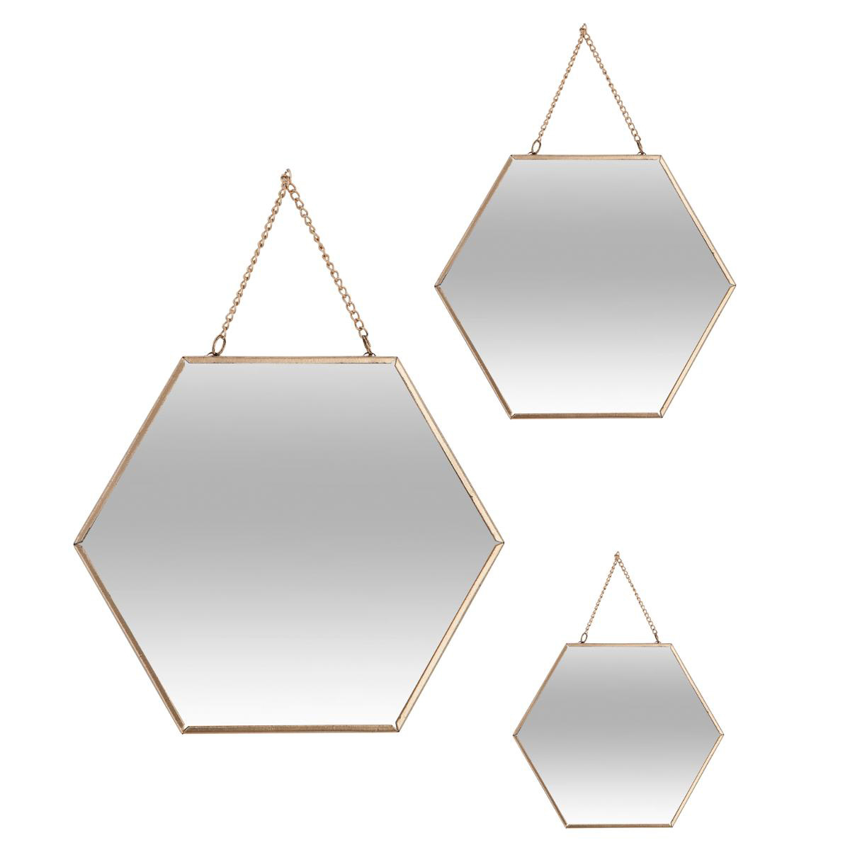 Διακοσμητικοί Καθρέφτες Τοίχου (Σετ 3τμχ) A-S Gold 141196A 175009