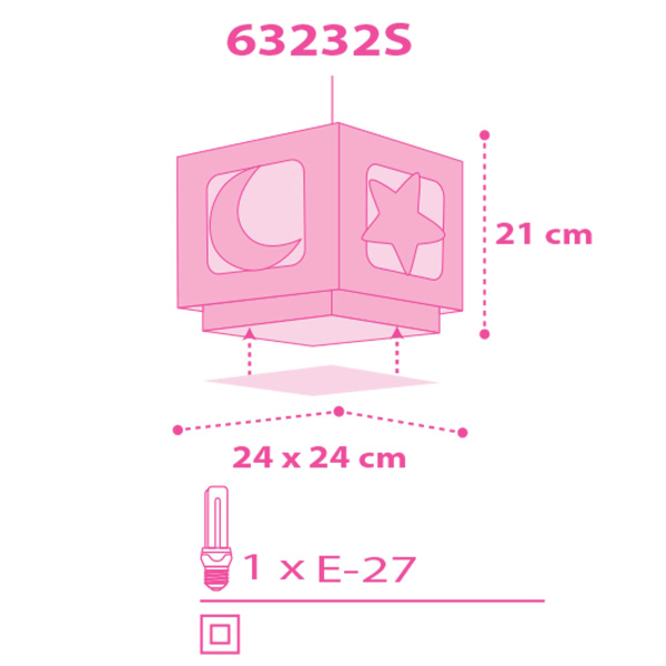 Παιδικό Φωτιστικό Οροφής Μονόφωτο Ango Moon Pink 63232 S