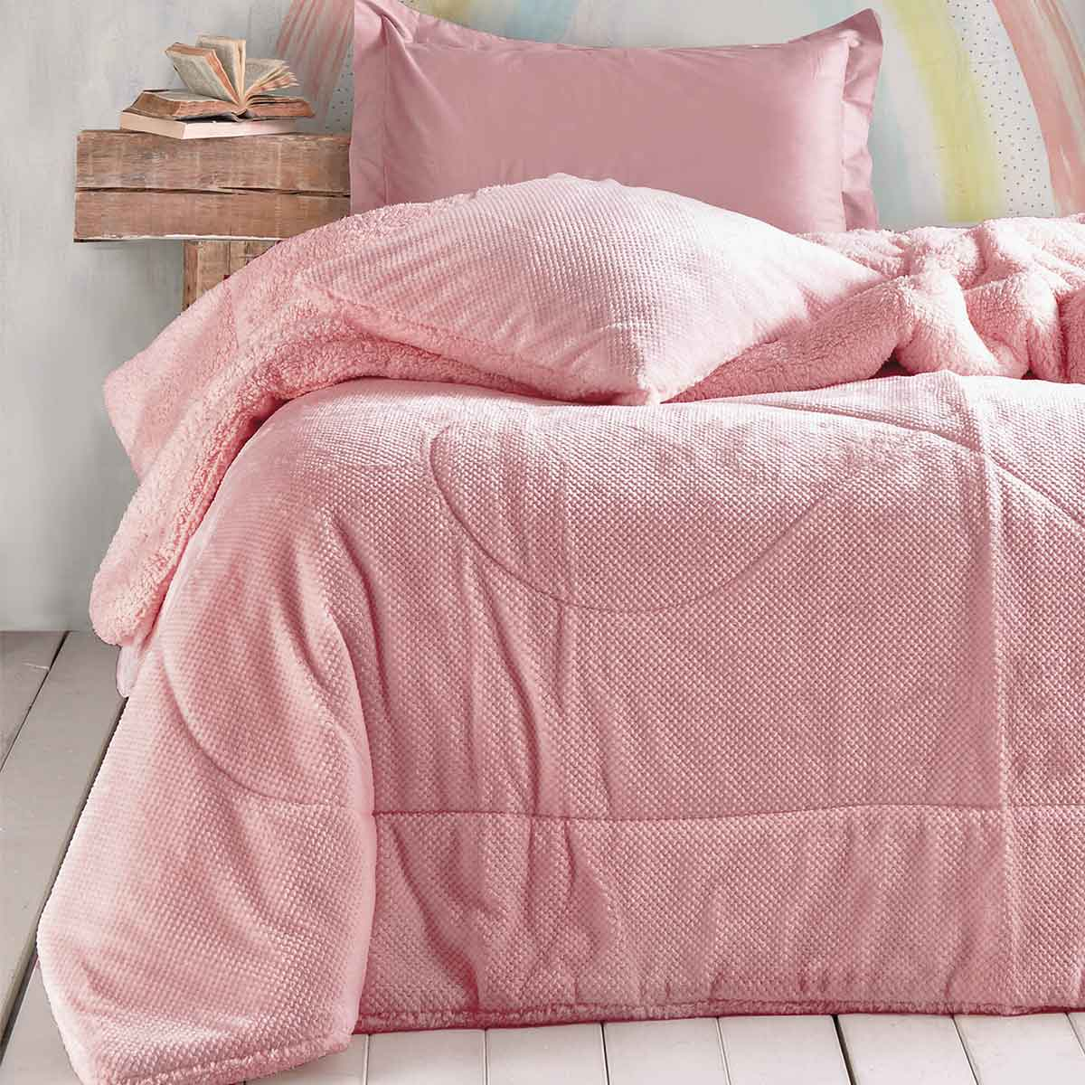 Κουβερτοπάπλωμα Υπέρδιπλο (220X240) Rythmos Alvaro Pink Home Λευκά Είδη Κρεβατοκάμαρας Παπλώματα Υπέρδιπλα Διπλά Spitishop