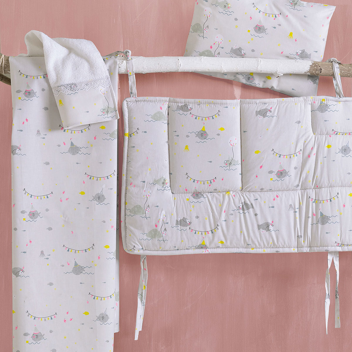 Πάντα Κούνιας (200X43) Rythmos Baby Fouska Grey Home Βρεφικά Προίκα Μωρού Πάντες Βρεφικές Spitishop