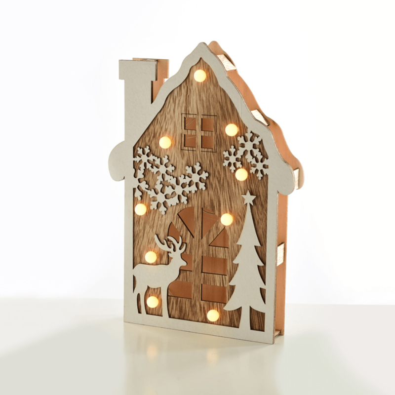 Χριστουγεννιάτικο Σπιτάκι Με Led Aca Polywood House X0591106