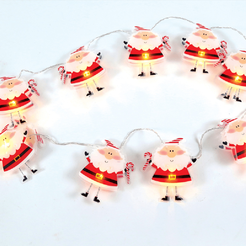 Χριστουγεννιάτικη Διακοσμητική Γιρλάντα Μπαταρίας Με 10 Led Φωτάκια Aca Plastic Santa X07101124