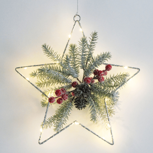 Χριστουγεννιάτικο Κρεμαστό Διακοσμητικό Αστέρι Με Led Aca Star & Mistletoe X09151104