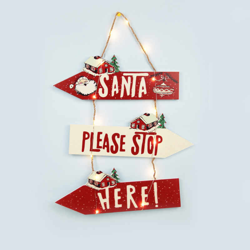 Χριστουγεννιάτικο Διακοσμητικό Με Led Aca Wooden Santa SignPost X05141115
