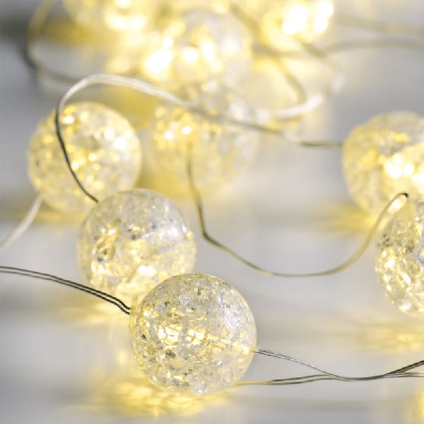 Διακοσμητική Γιρλάντα Μπαταρίας Με 20 Led Φωτάκια Aca Clear Crack Acrylic Ball X01201116