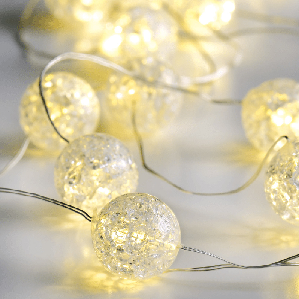 Aca Decor Διακοσμητική Γιρλάντα Μπαταρίας Με 20 Led Φωτάκια Aca Clear Crack Acrylic Ball X01201116