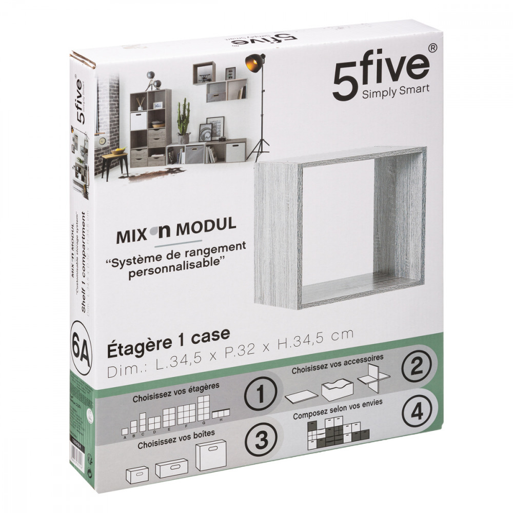 Ράφι Τοίχου (34 5X32X34 5) F-V Mix Grey 138966A Home Οργάνωση & Αποθήκευση Ράφια Spitishop