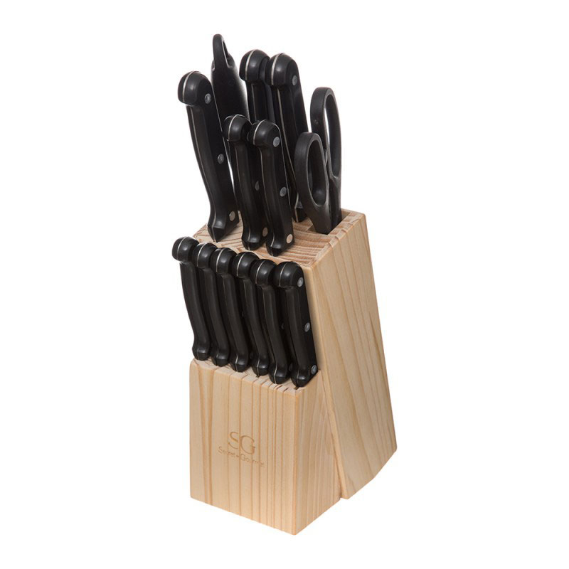 Μαχαίρια Κουζίνας & Ψαλίδι & Ακονιστήρι Σε Σταντ (Σετ 14τμχ) F-V Knives 151170