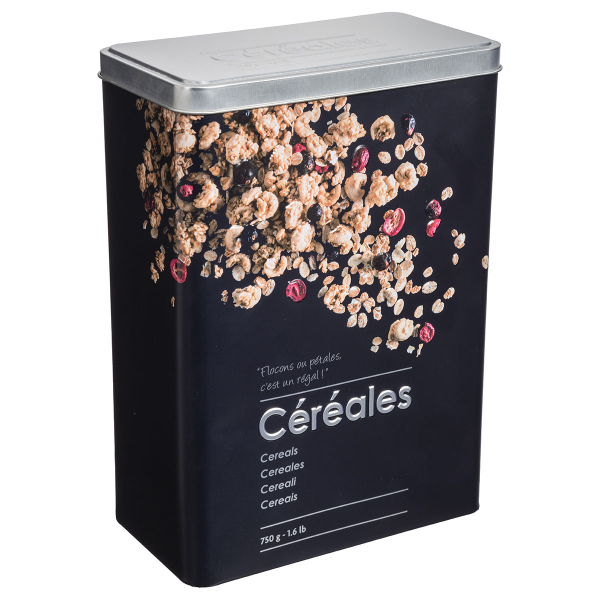 Δοχείο Δημητριακών 750gr (18x10x24.5) F-V Embossed Black 136316