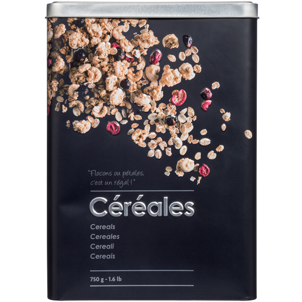 Δοχείο Δημητριακών 750gr (18x10x24.5) F-V Embossed Black 136316