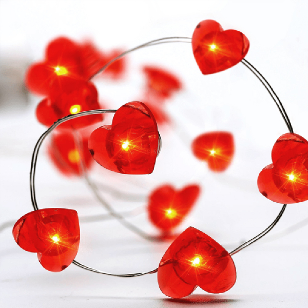 Διακοσμητική Γιρλάντα Με 20 Led Φωτάκια Aca Acrylic Red Heart X01204115