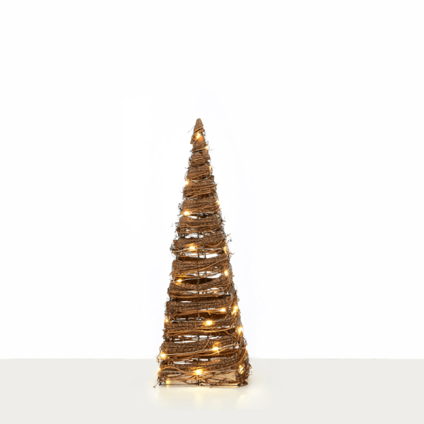 Χριστουγεννιάτικο Δεντράκι Με 30 Led Aca Cone Tree Rattan Natural X11301120