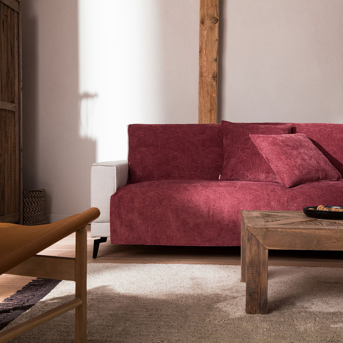 Βελουτέ Ριχτάρι Πολυθρόνας (180x180) Gofis Home Nimbus Pomegranate 447/02