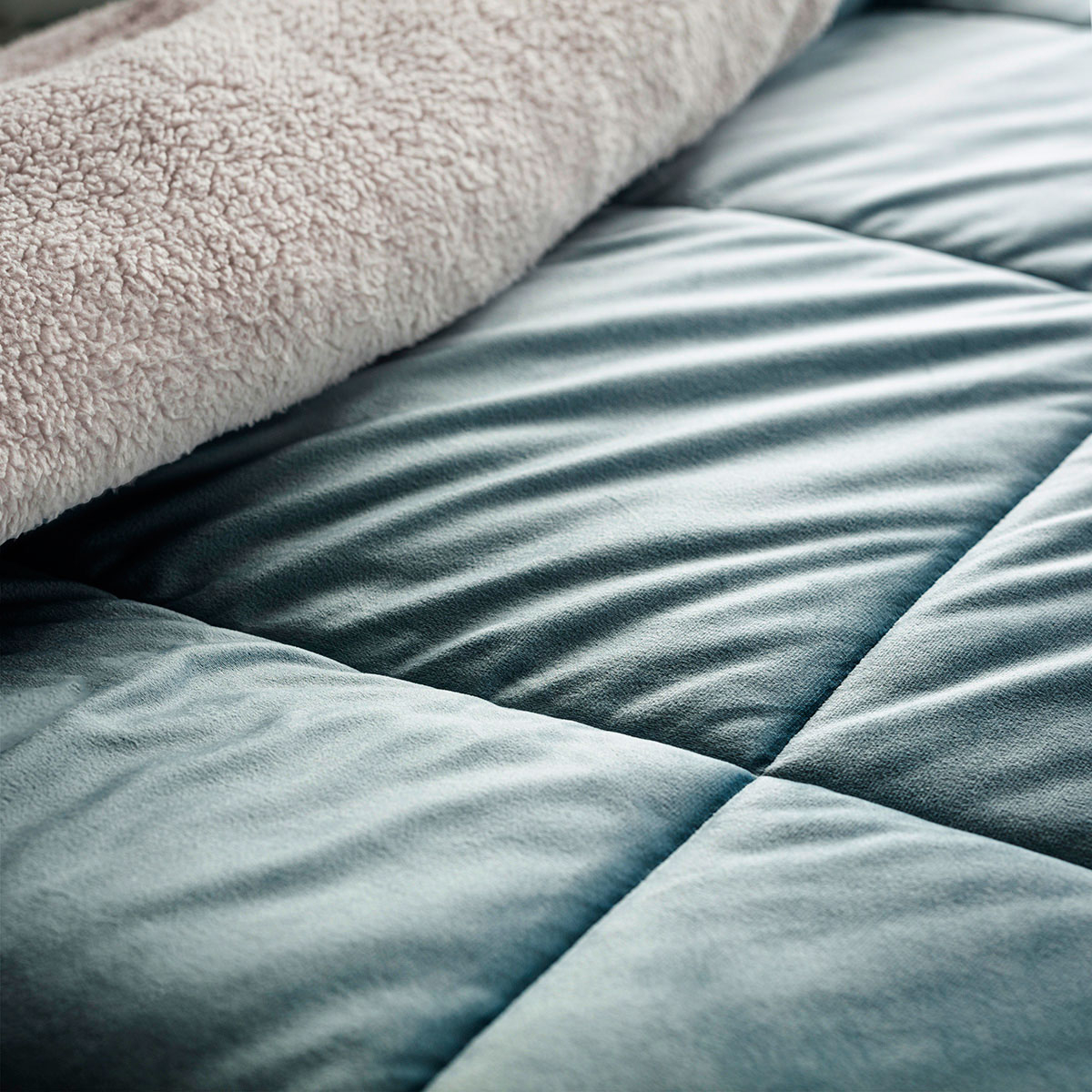 Κουβερτοπάπλωμα Μονό (160X220) Gofis Home Teddy Petrol 407 18 Λευκά Είδη Κρεβατοκάμαρας Παπλώματα Μονά Spitishop