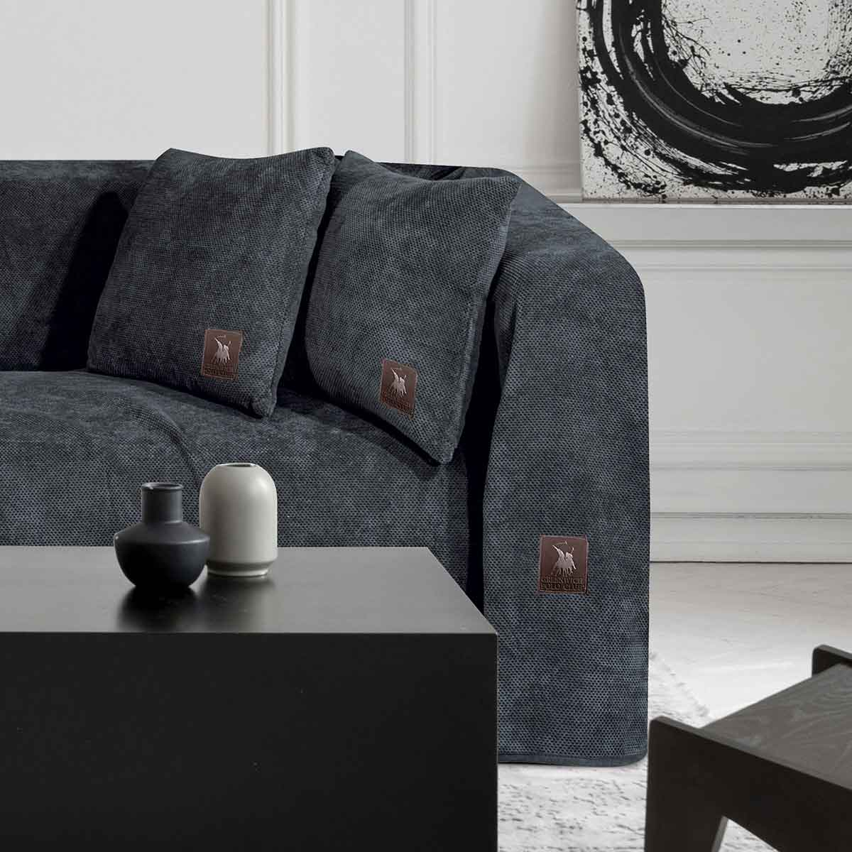 Ριχτάρι Καναπέ Διθέσιου (180X250) Greenwich Polo Club 2760 Dark Grey Home Λευκά Είδη Σαλονιού Ριχτάρια Spitishop