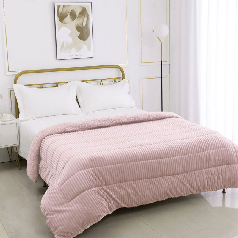 Κουβερτοπάπλωμα Υπέρδιπλο (220x240) Silk Fashion Κοτλέ Ροζ