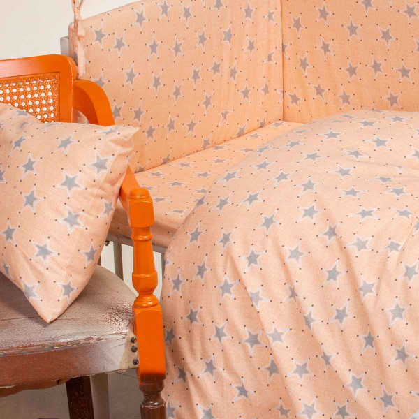 Σεντόνι Λίκνου Επίπεδο (85x110) Melinen Baby Line Mini Stars Rose