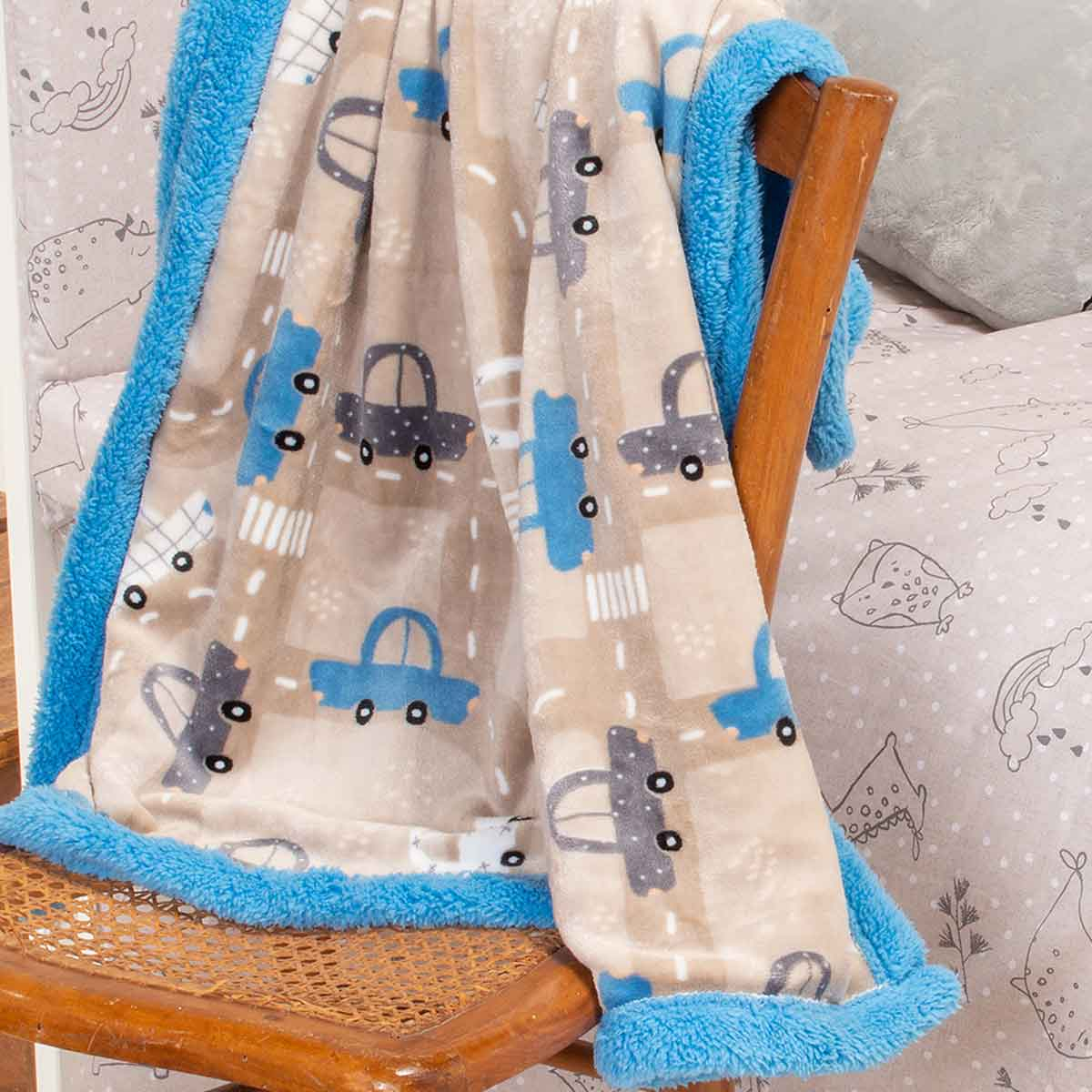 Κουβέρτα Fleece Κούνιας με Γουνάκι (105X160) Melinen Cars Home Βρεφικά Προίκα Μωρού Κουβέρτες Βρεφικές Spitishop