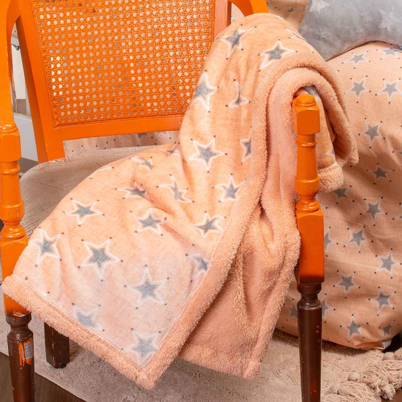 Κουβέρτα Fleece Κούνιας Με Γουνάκι (105x160) Melinen Mini Stars Girl