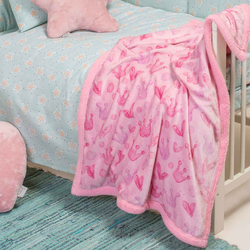 Κουβέρτα Fleece Αγκαλιάς (80x105) Με Γουνάκι Melinen Princess