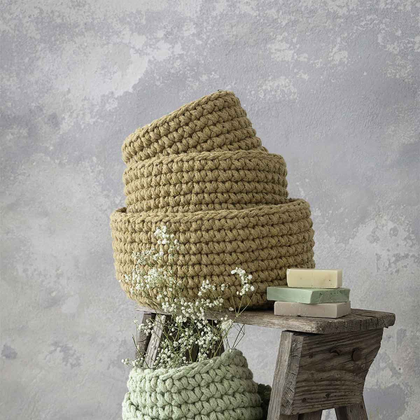 Καλάθι Αποθήκευσης (Φ19x16) Nima Panier Mustard Beige