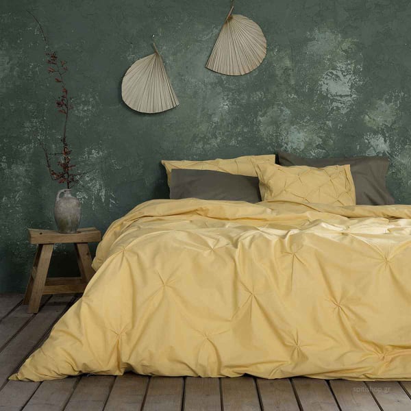 Παπλωματοθήκη Υπέρδιπλη (Σετ 220x240) Nima Bed Linen Arcata Mustard Beige