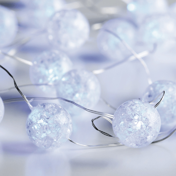 Διακοσμητική Γιρλάντα Μπαταρίας Με 20 Led Φωτάκια Aca Clear Crack Acrylic Ball X01202116
