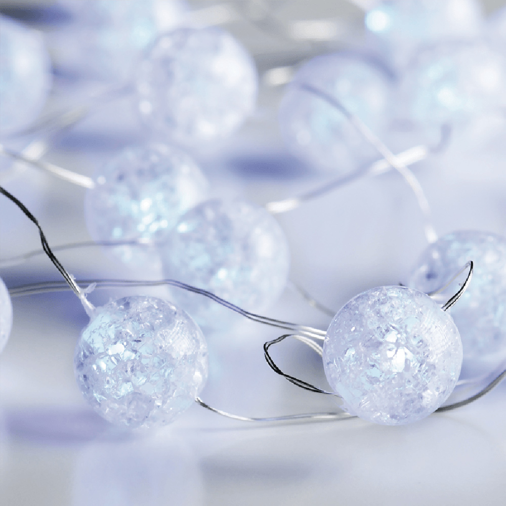 Aca Decor Διακοσμητική Γιρλάντα Μπαταρίας Με 20 Led Φωτάκια Aca Clear Crack Acrylic Ball X01202116