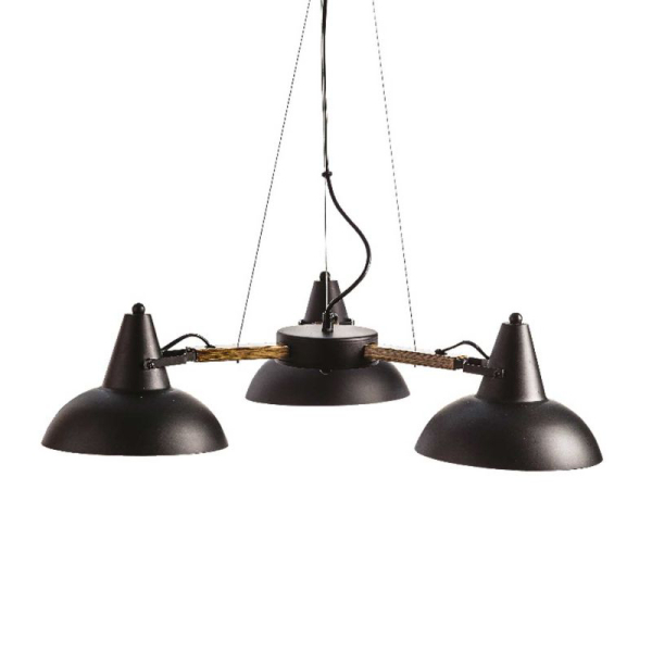 Φωτιστικό Οροφής Τρίφωτο Aca Solon KS2025P3BK Black/Wood